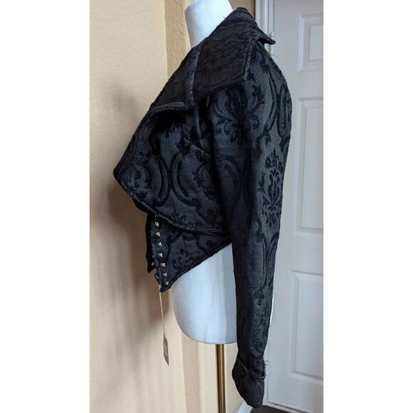 Dracula Clothing Gothic Black Steampunk Coat Jacket Women L Evil Queen Jacquard - Picture 12 of 16